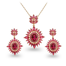 Red Stone Hot Sale Environmental Copper AAA CZ Jewelry Sets